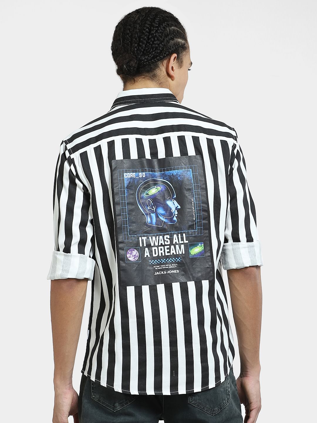 Black Striped Full Sleeves Shirt