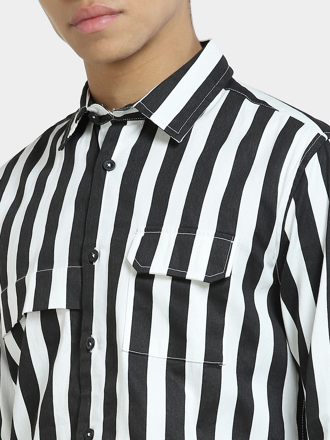 Black Striped Full Sleeves Shirt