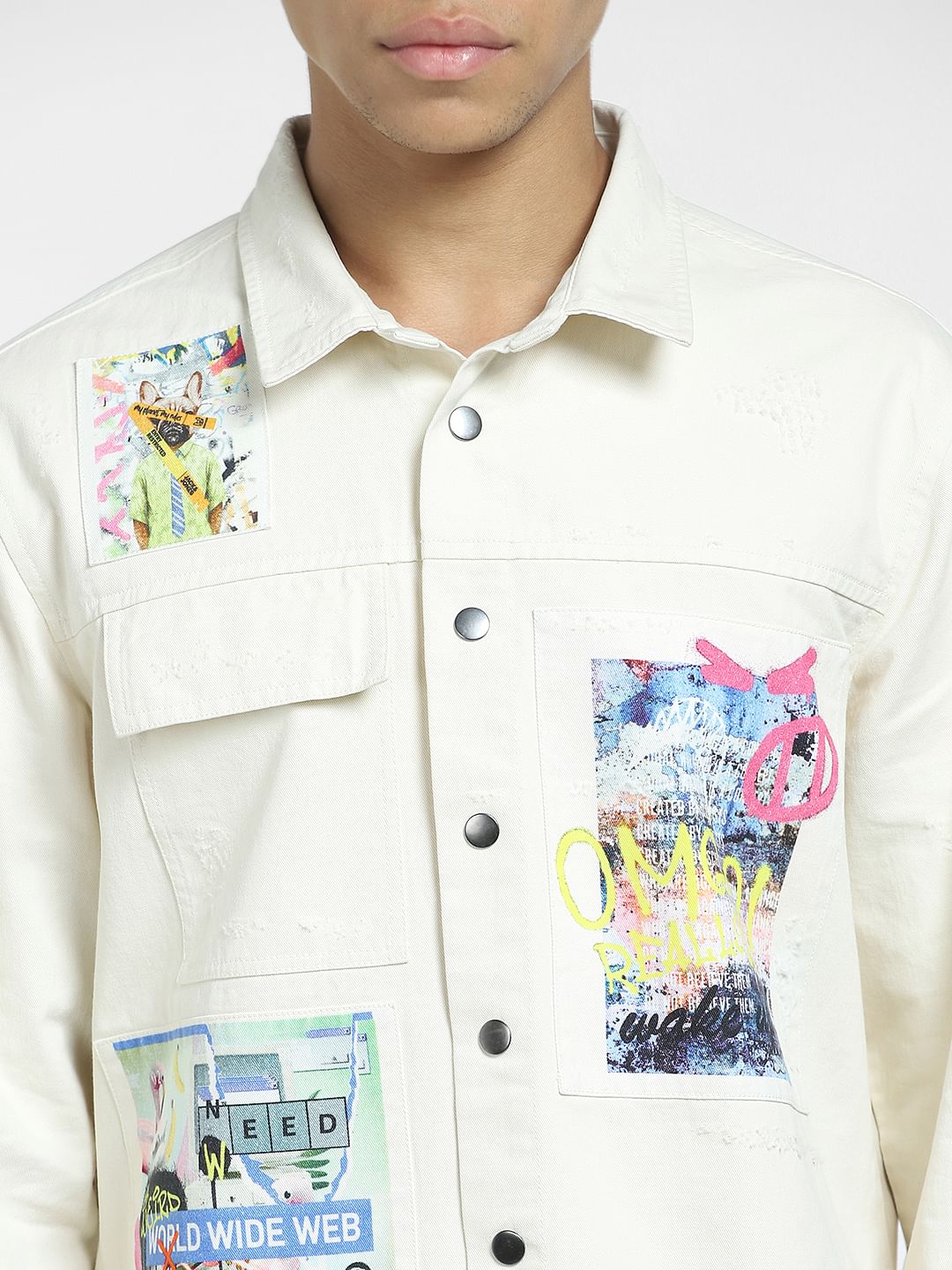 METAVERSE Off-White Graphic Printed Overshirt
