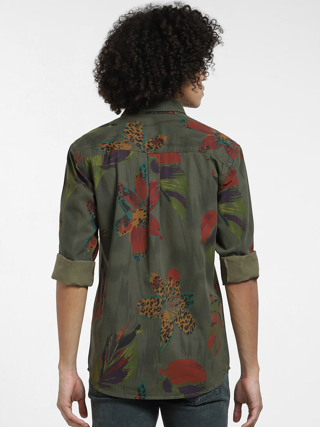 Green Floral Full Sleeves Shirt