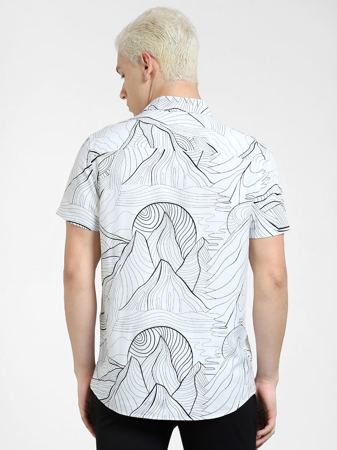 White Printed Short Sleeves Shirt