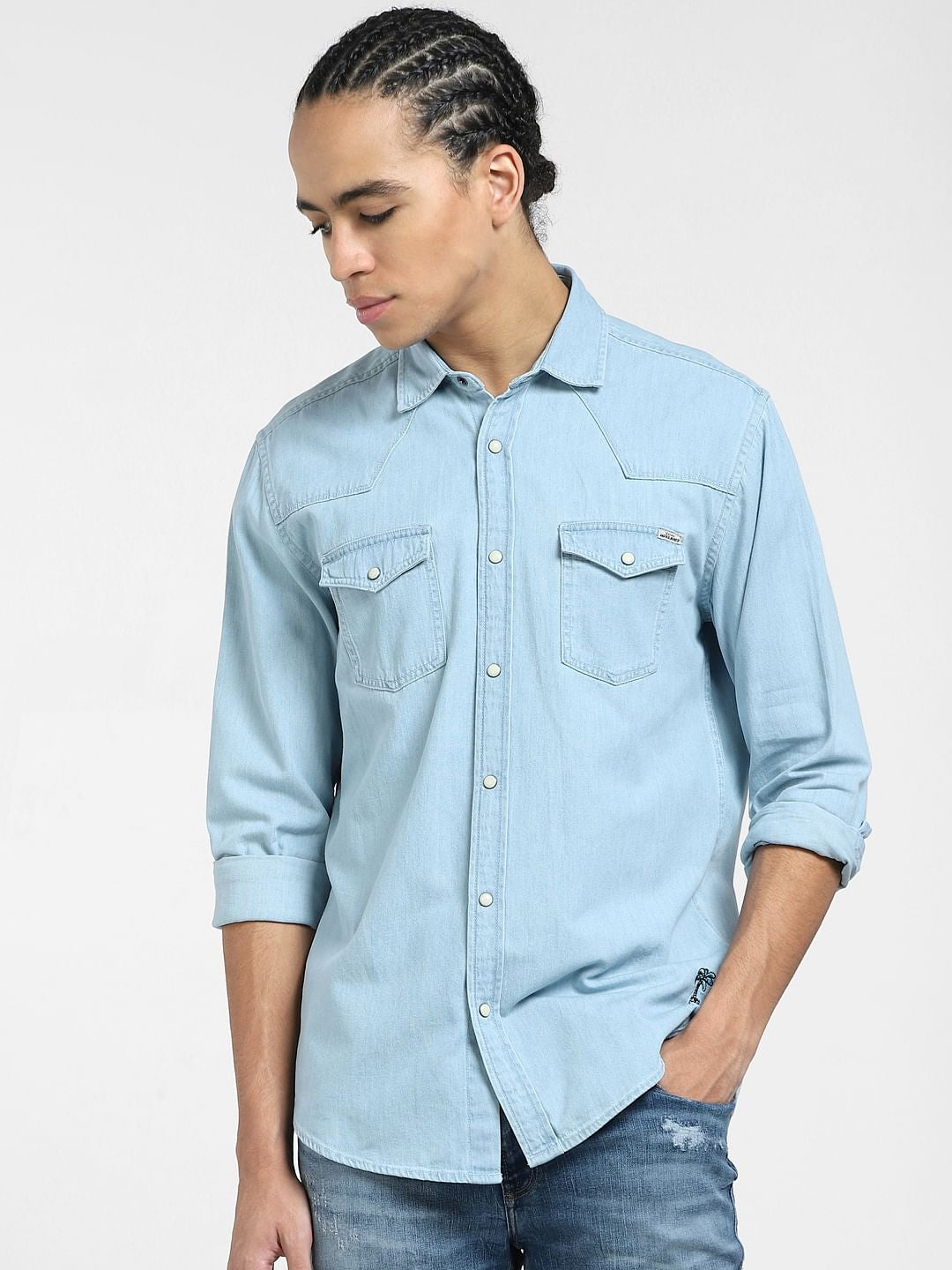 Light Blue Denim Full Sleeves Shirt