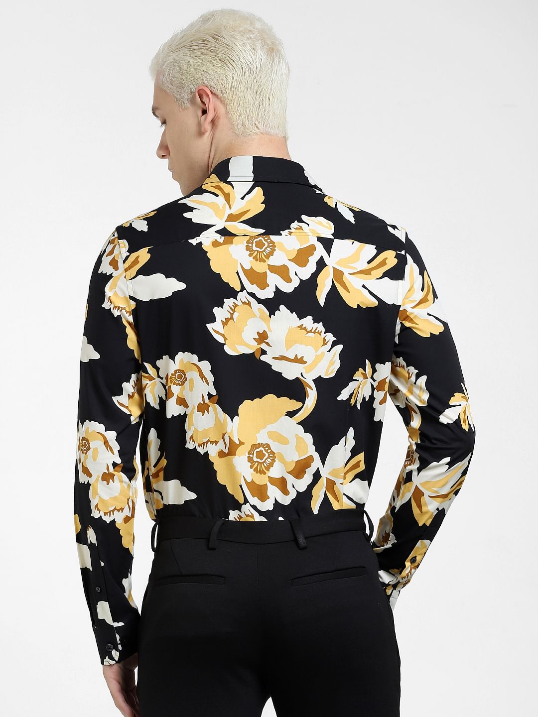 Black Floral Full Sleeves Shirt