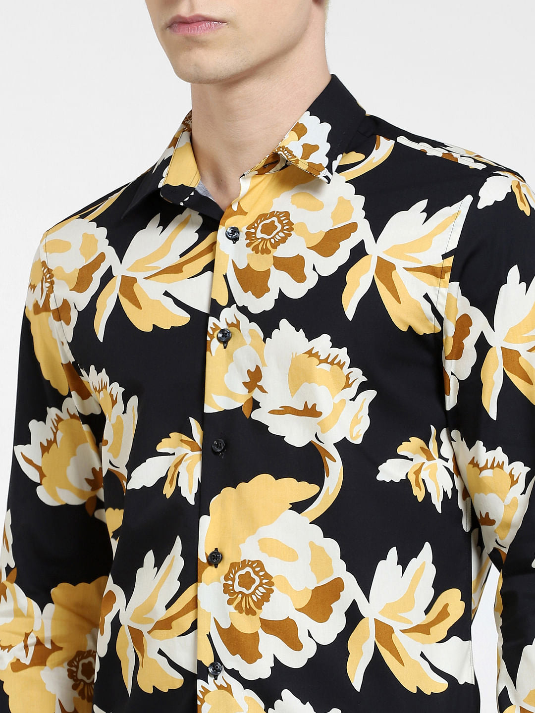 Black Floral Full Sleeves Shirt
