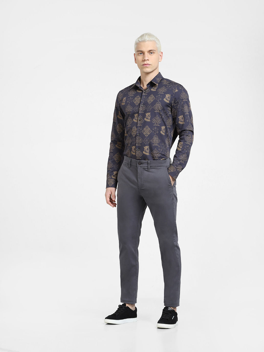 Black Printed Full Sleeves Shirt