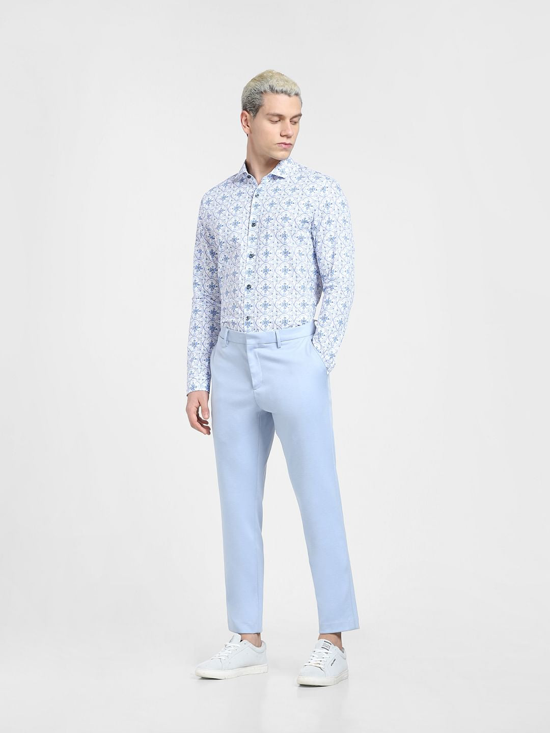 Blue Printed Full Sleeves Shirt