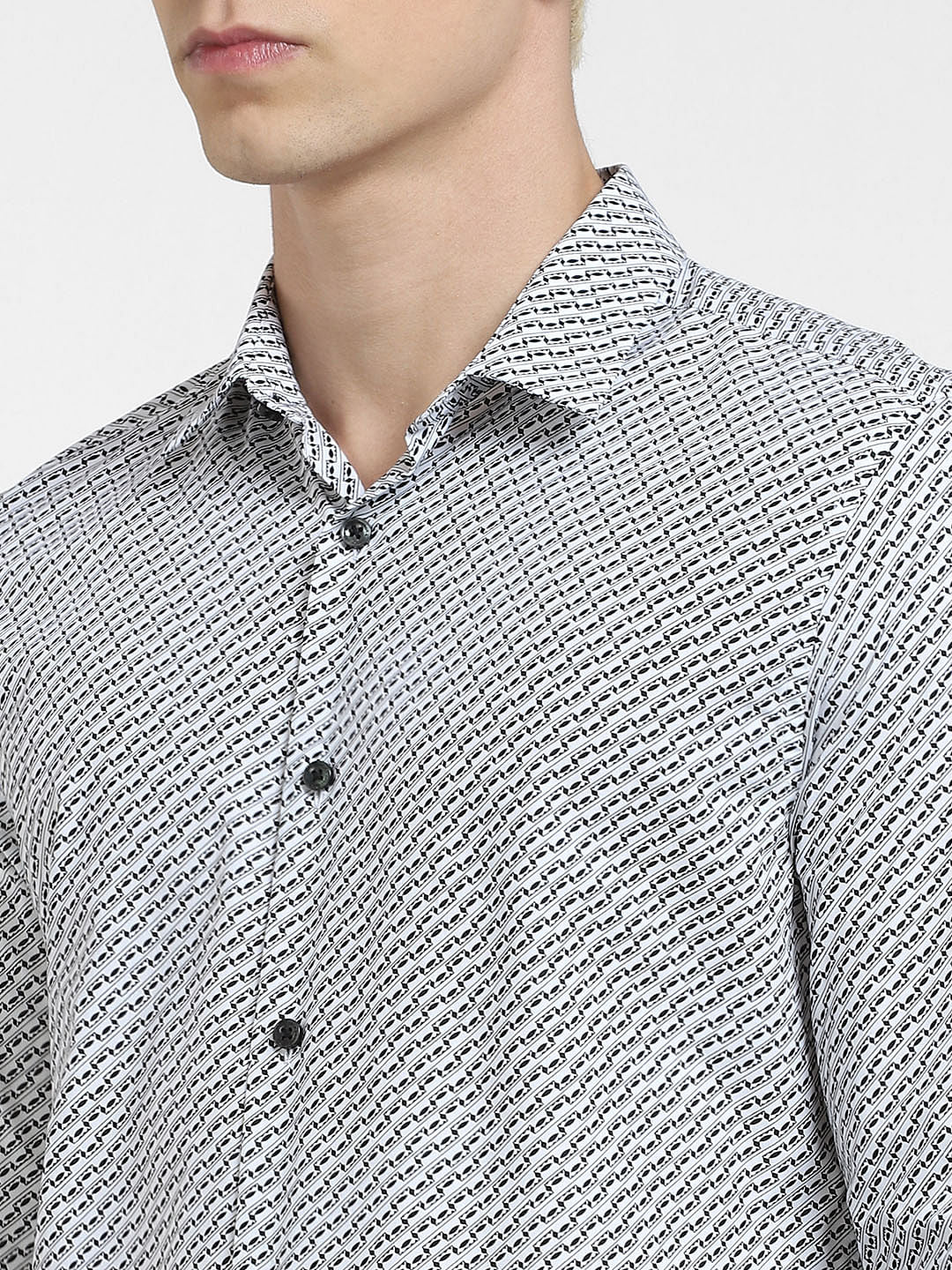 Grey Printed Full Sleeves Shirt