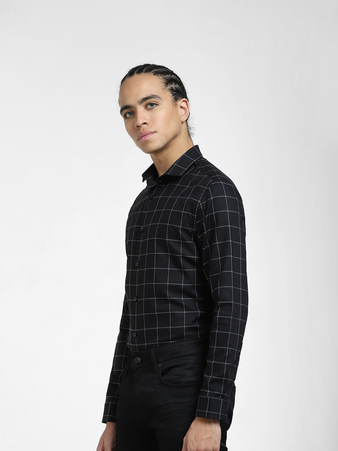 Black Check Full Sleeves Shirt