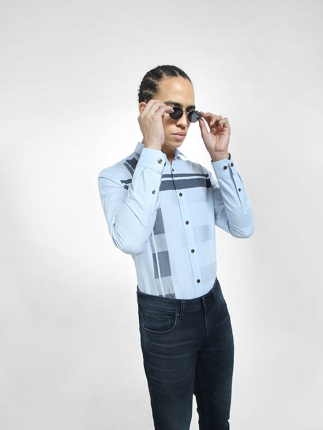 Light Blue Printed Full Sleeves Shirt