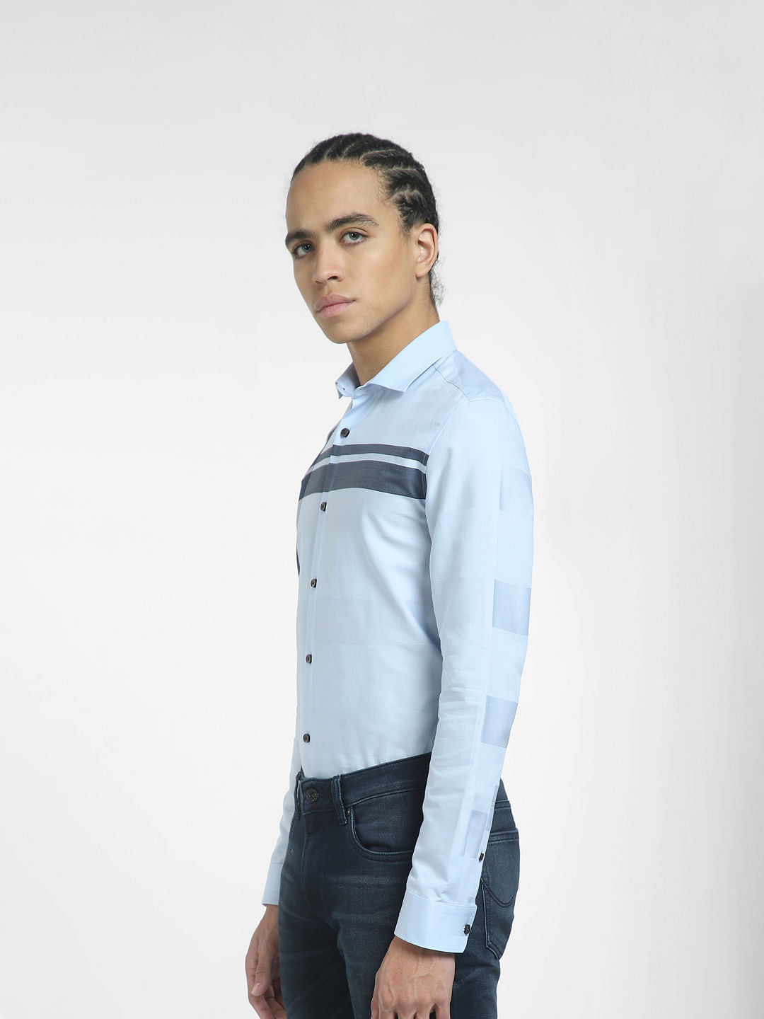 Light Blue Printed Full Sleeves Shirt