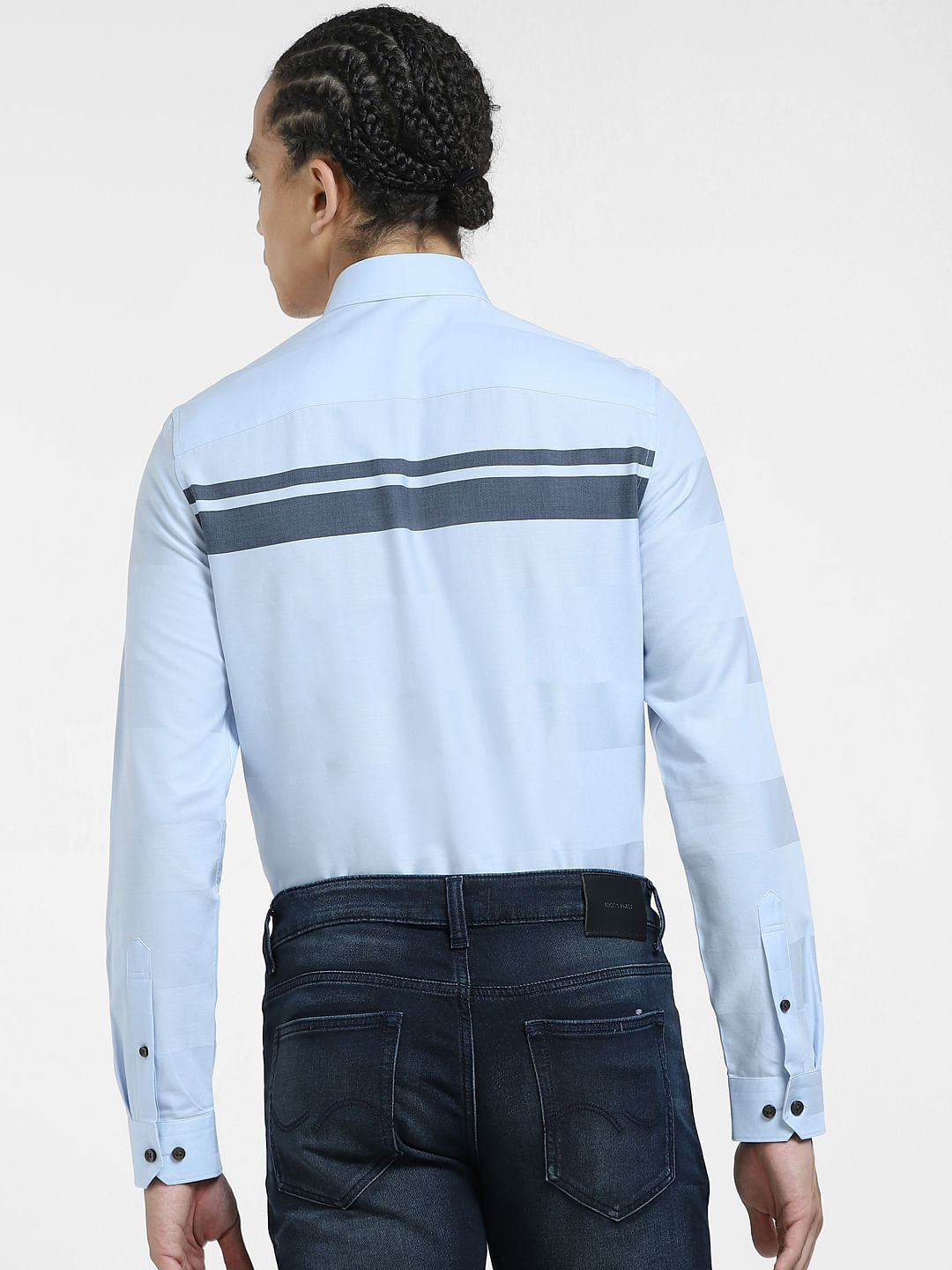 Light Blue Printed Full Sleeves Shirt