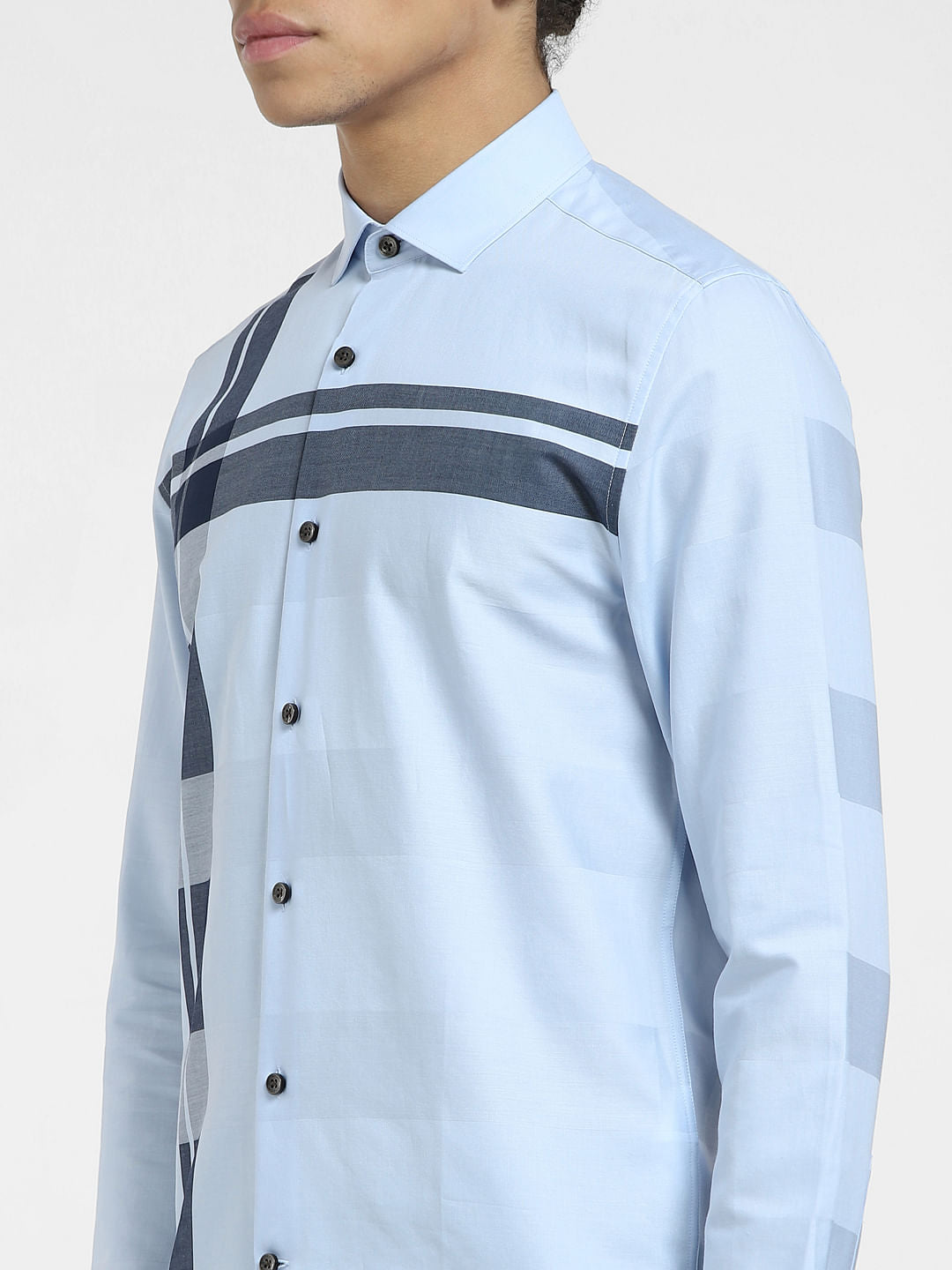 Light Blue Printed Full Sleeves Shirt