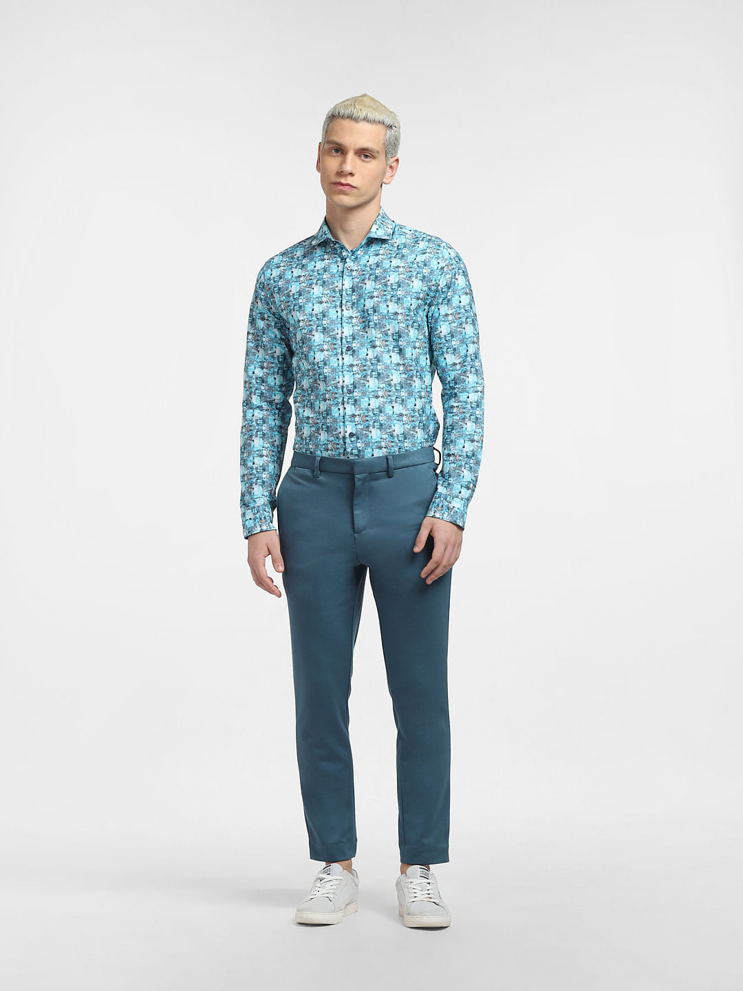 Blue Abstract Print Full Sleeves Shirt