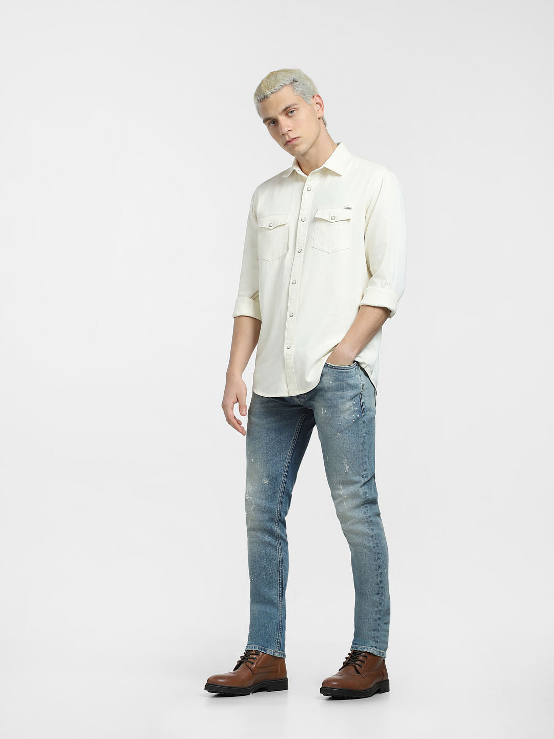 Beige Full Sleeves Shirt