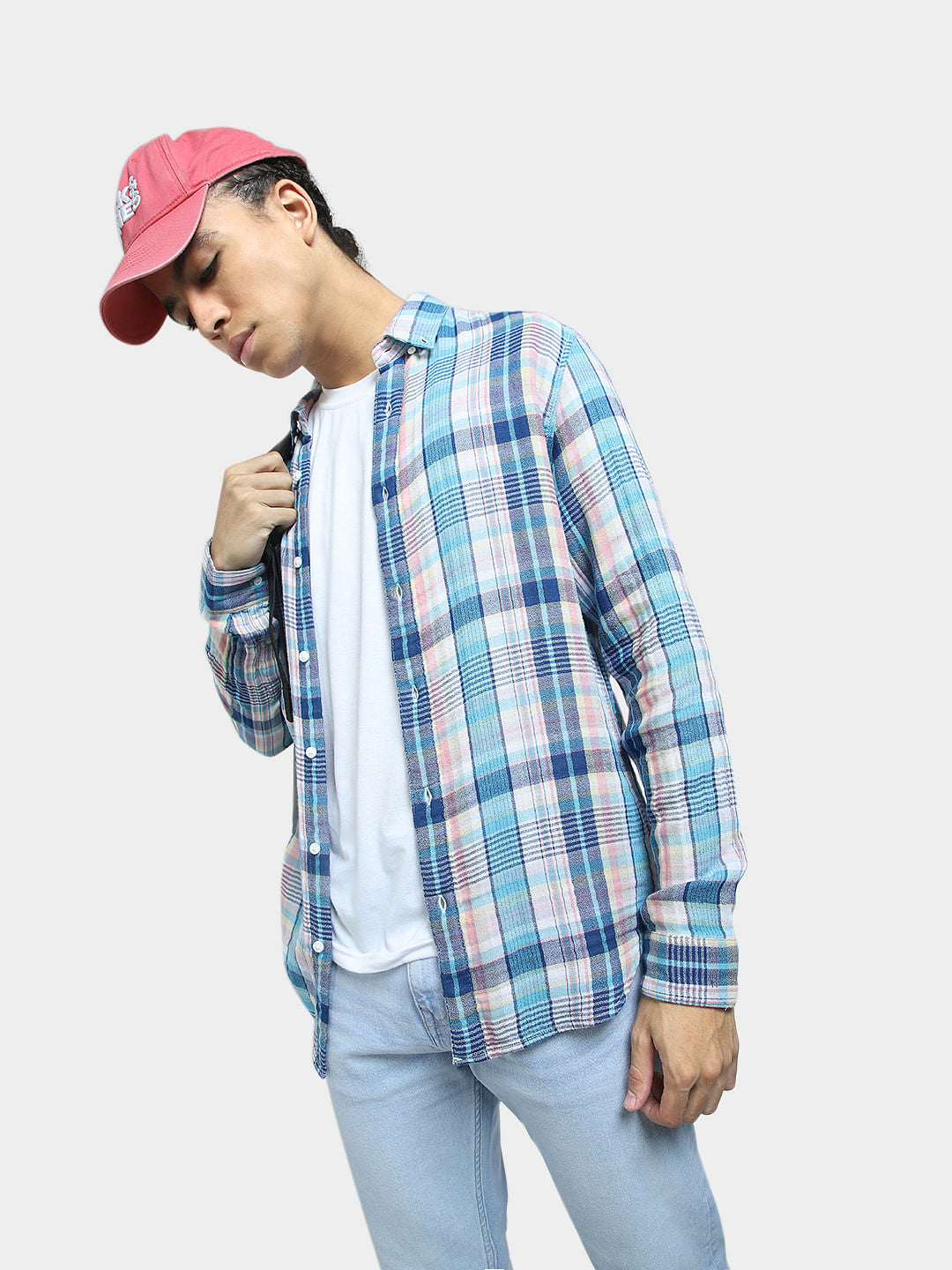 Blue Check Print Full Sleeves Shirt