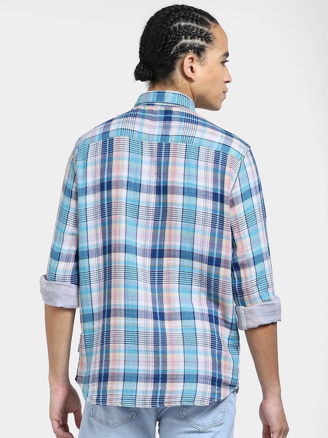 Blue Check Print Full Sleeves Shirt