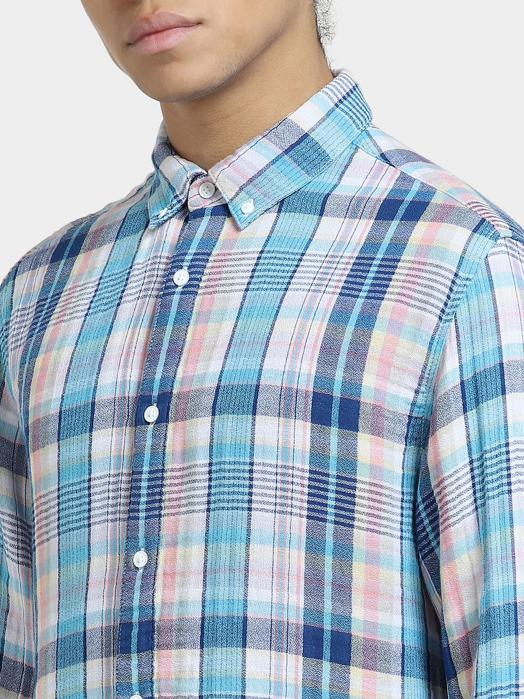 Blue Check Print Full Sleeves Shirt
