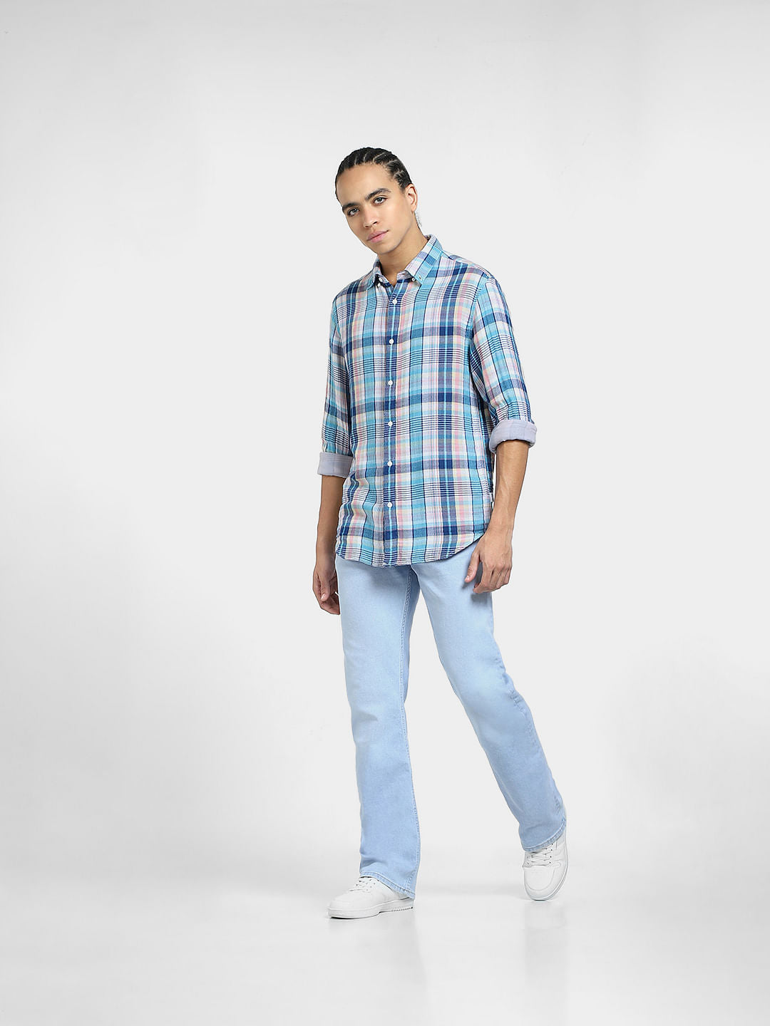 Blue Check Print Full Sleeves Shirt