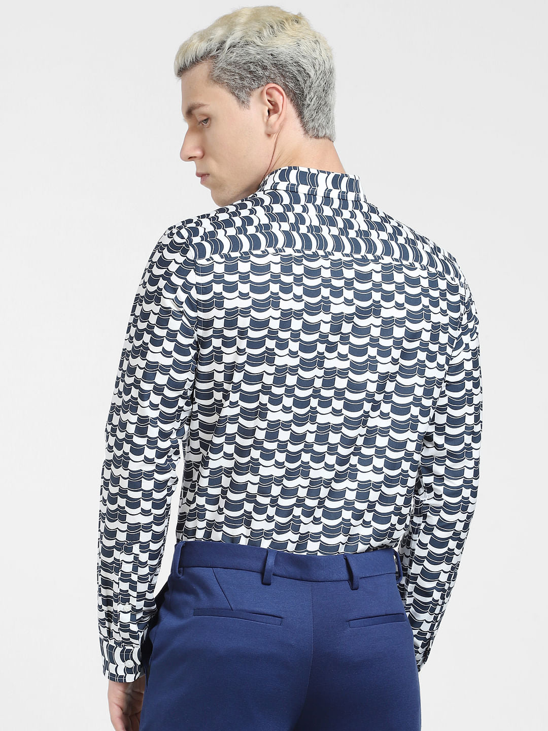 Blue Abstract Print Full Sleeves Shirt