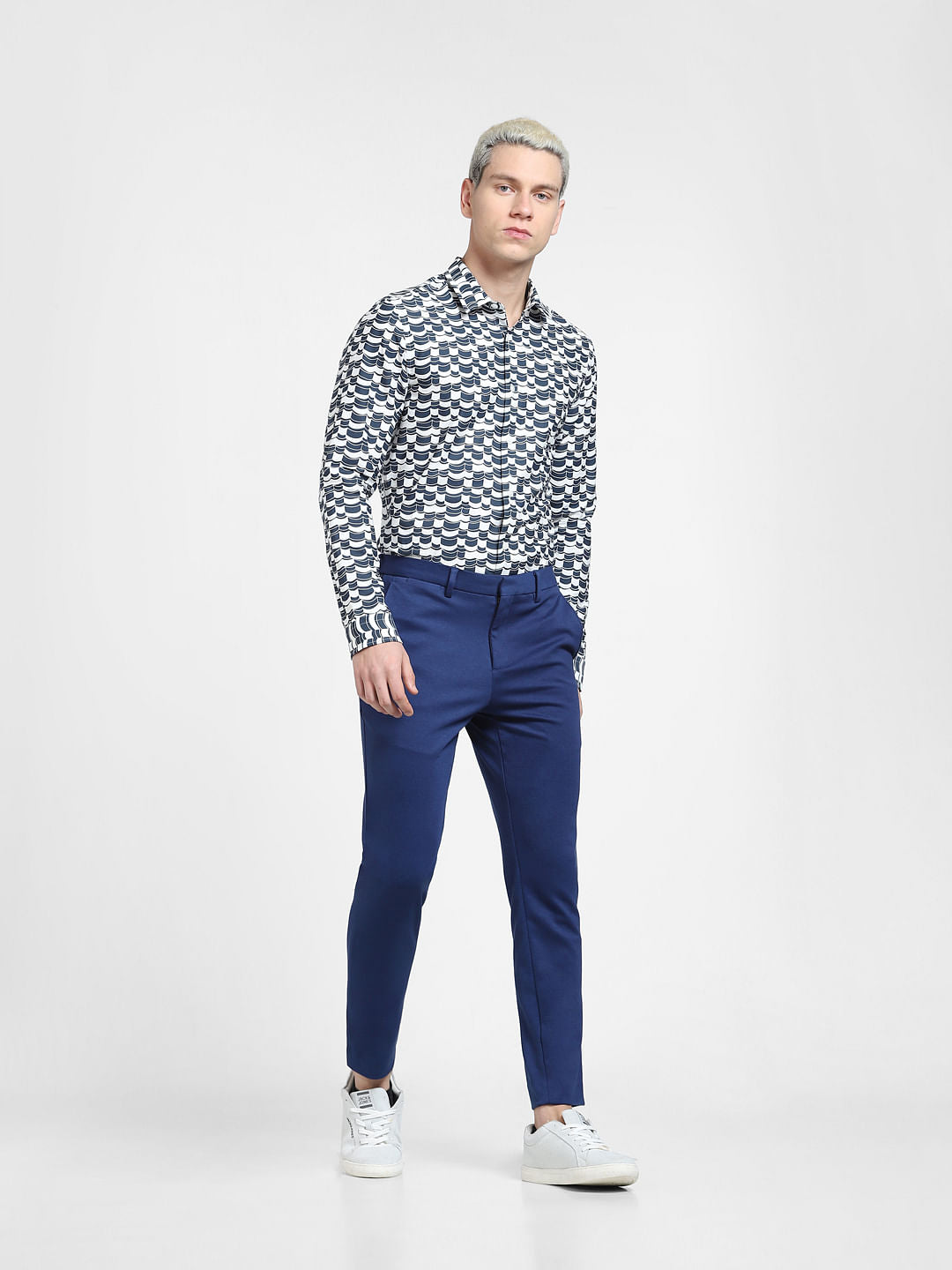 Blue Abstract Print Full Sleeves Shirt