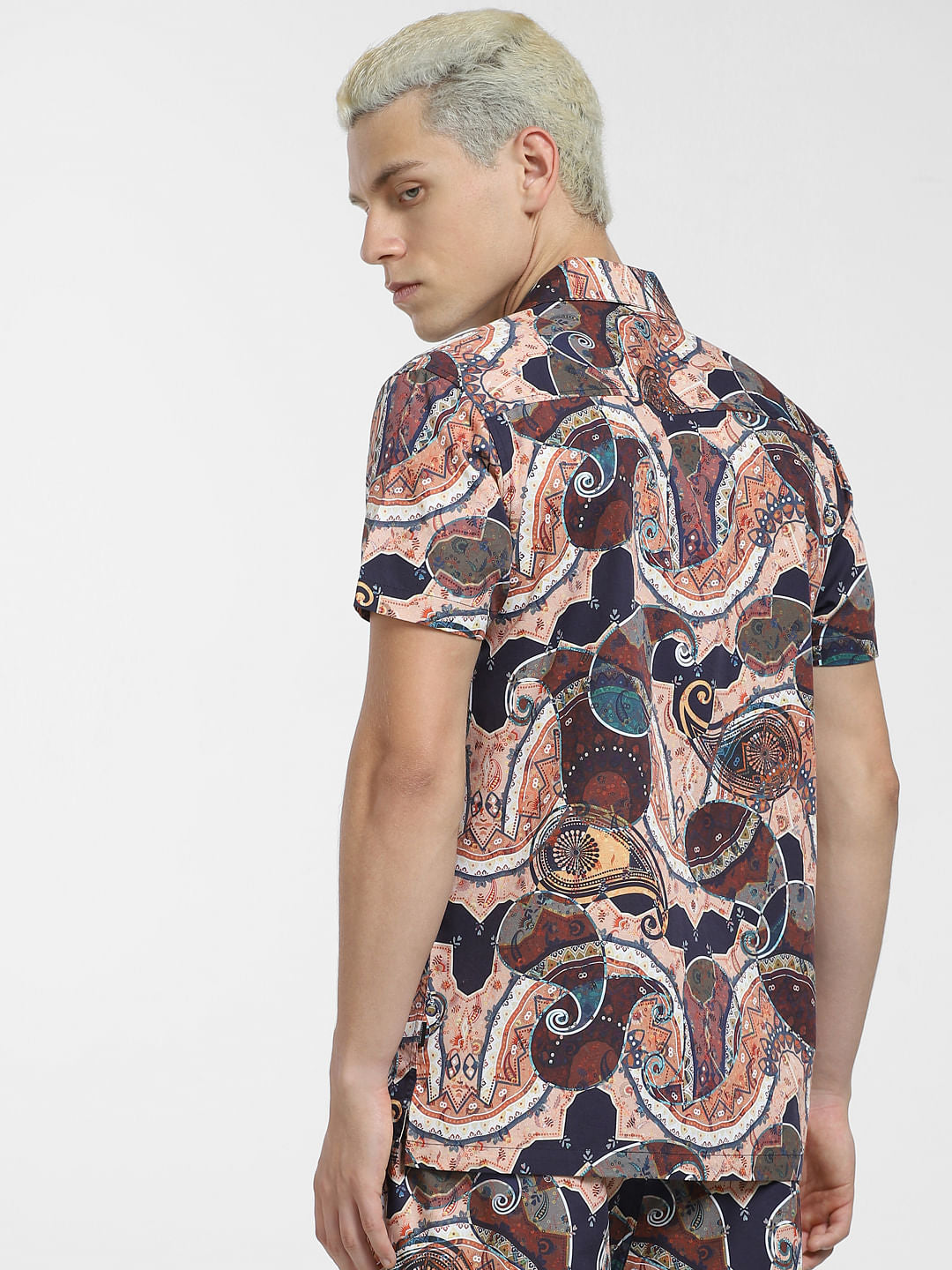 Brown Mural Print Co-ord Shirt