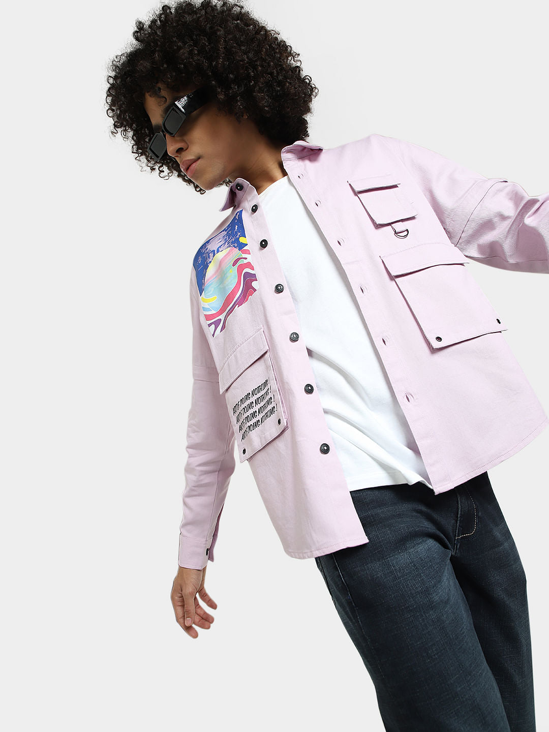 METAVERSE Purple Printed Oversized Shirt