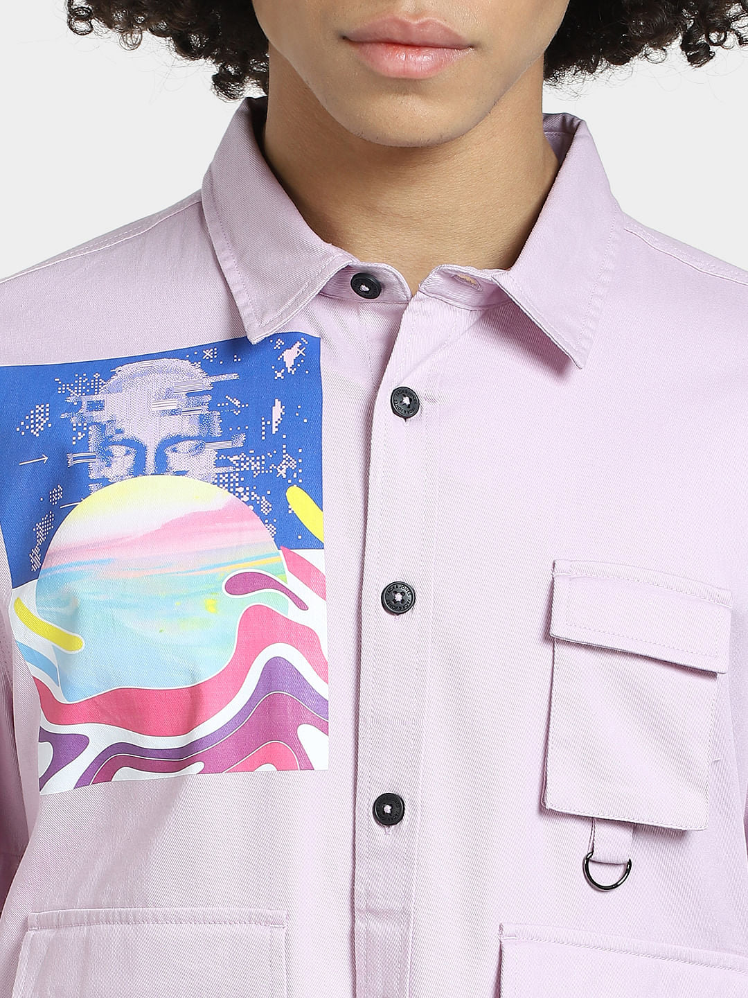 METAVERSE Purple Printed Oversized Shirt