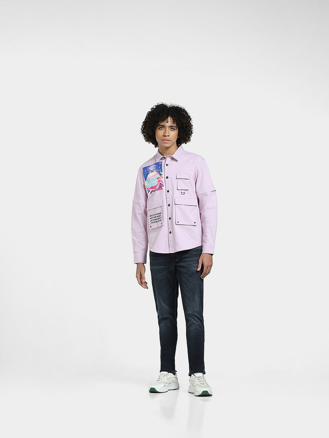 METAVERSE Purple Printed Oversized Shirt