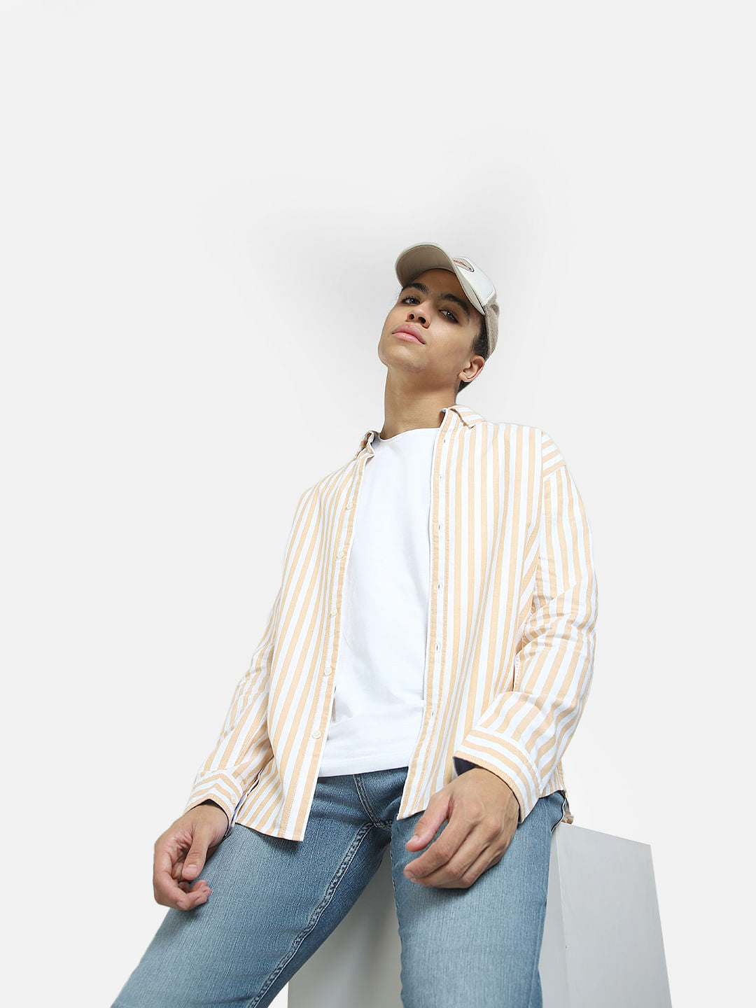 Yellow Striped Full Sleeves Shirt
