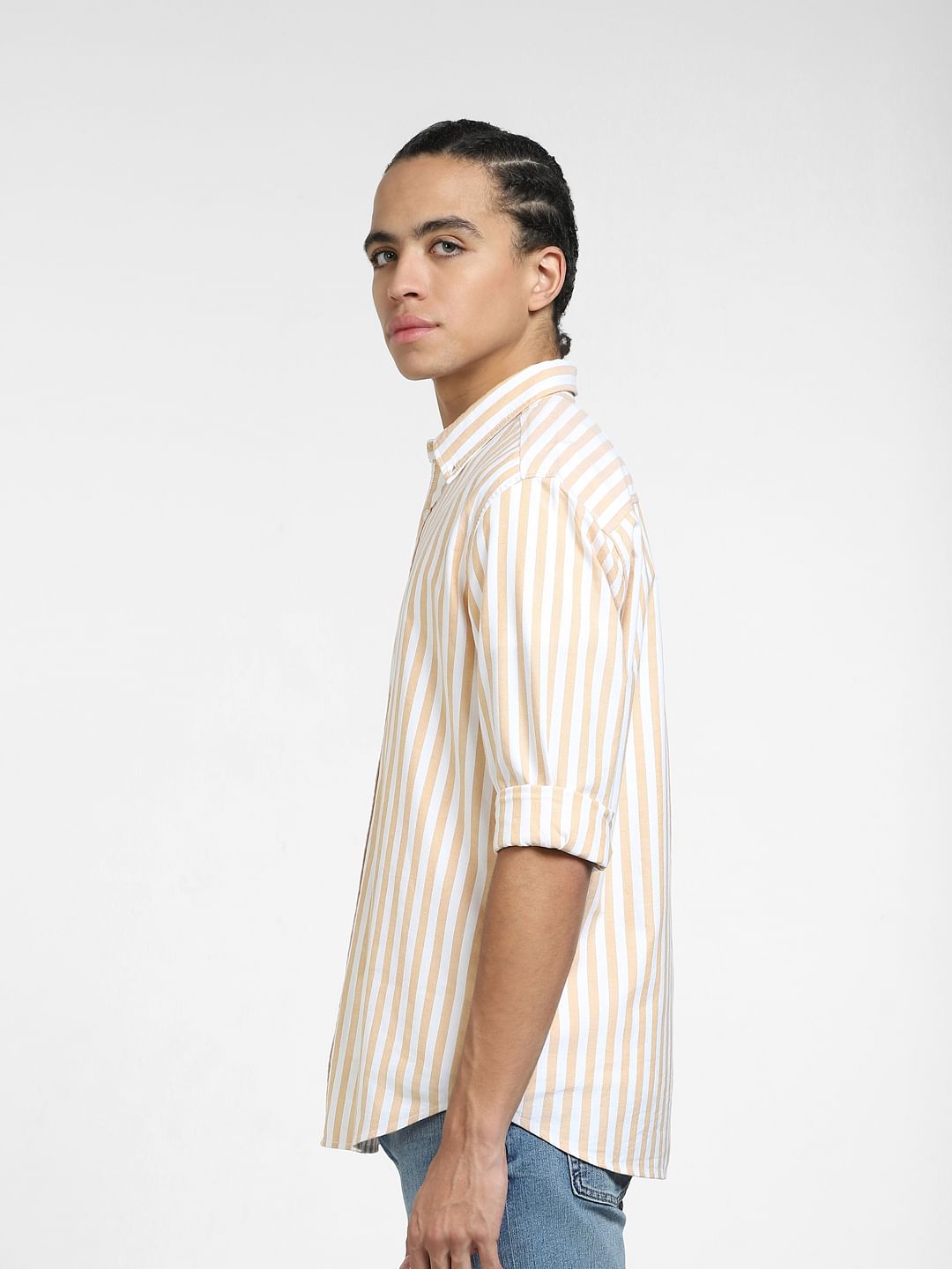 Yellow Striped Full Sleeves Shirt