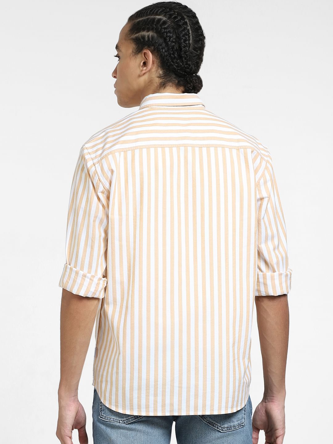 Yellow Striped Full Sleeves Shirt