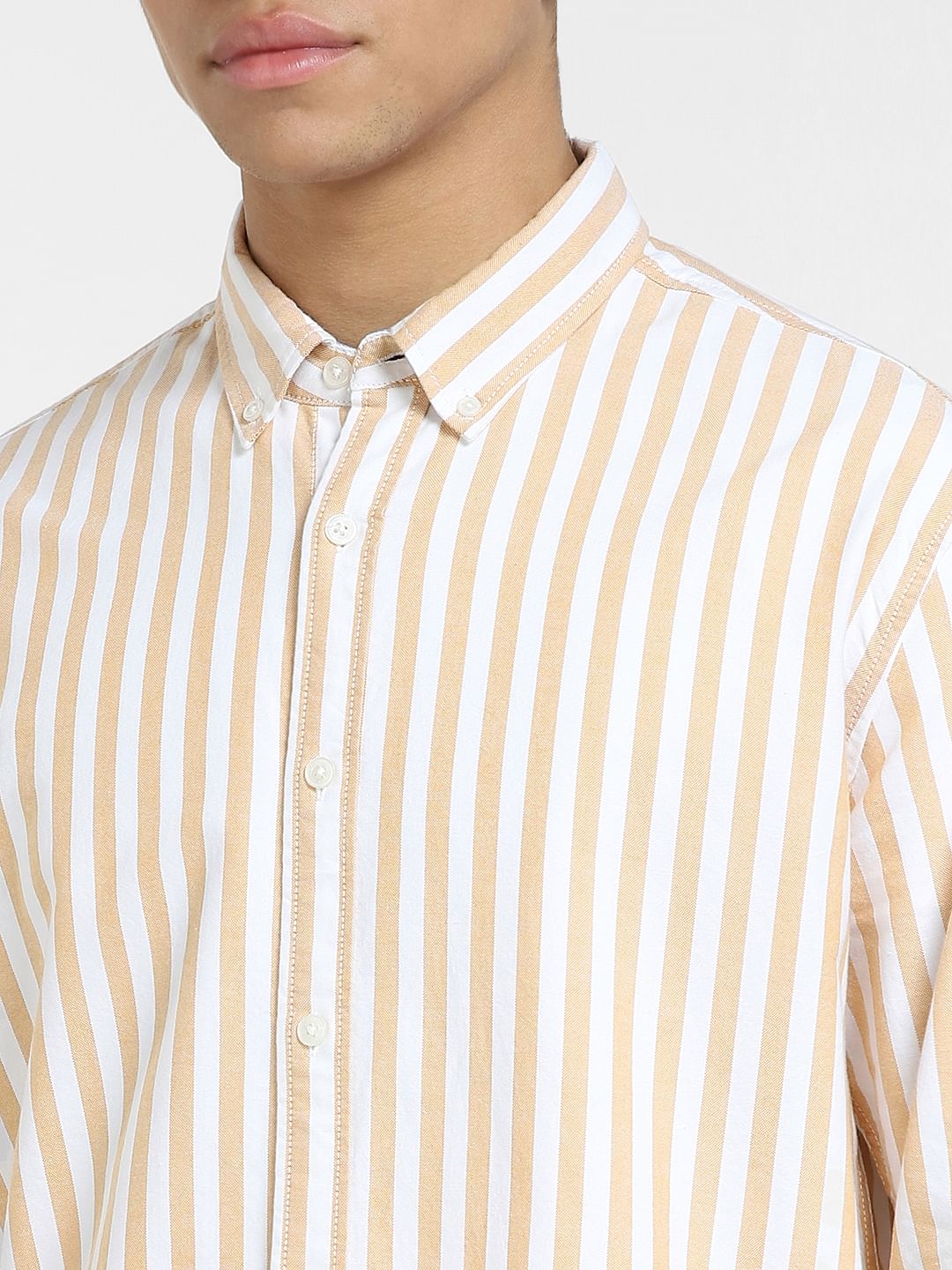 Yellow Striped Full Sleeves Shirt