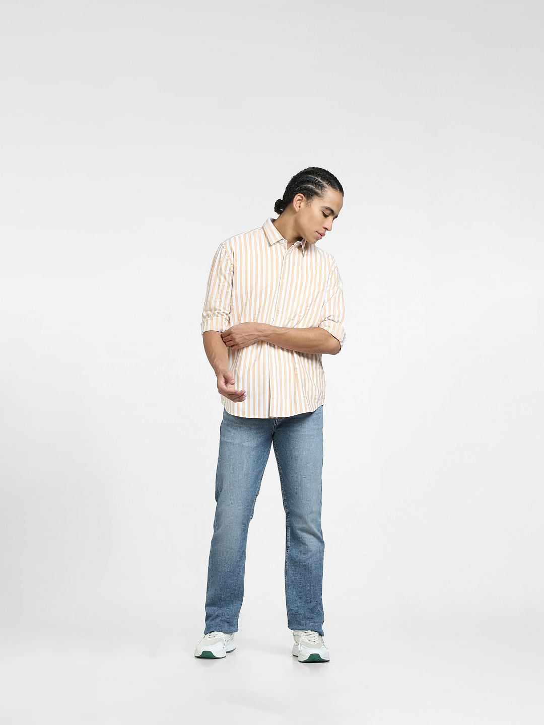 Yellow Striped Full Sleeves Shirt