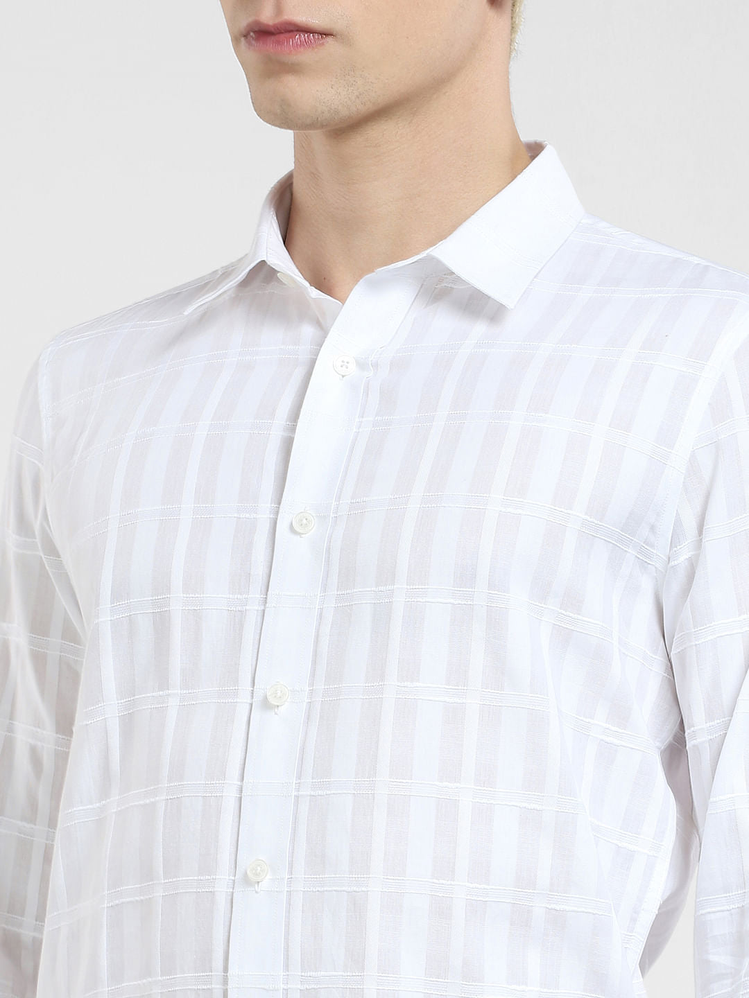 White Check Full Sleeves Shirt