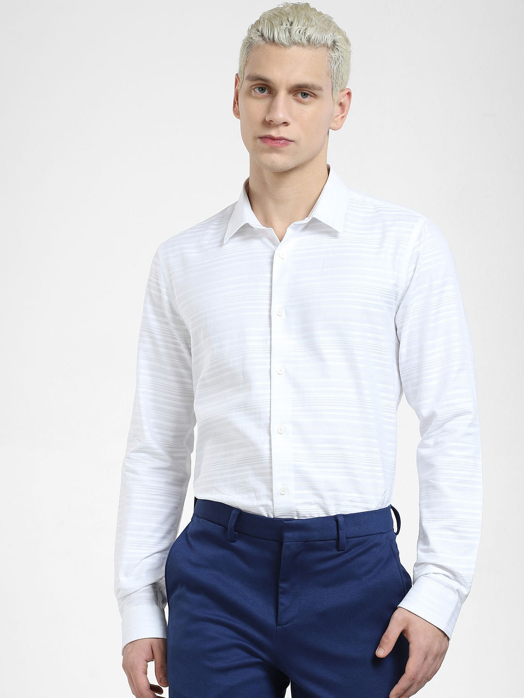White Striped Full Sleeves Shirt