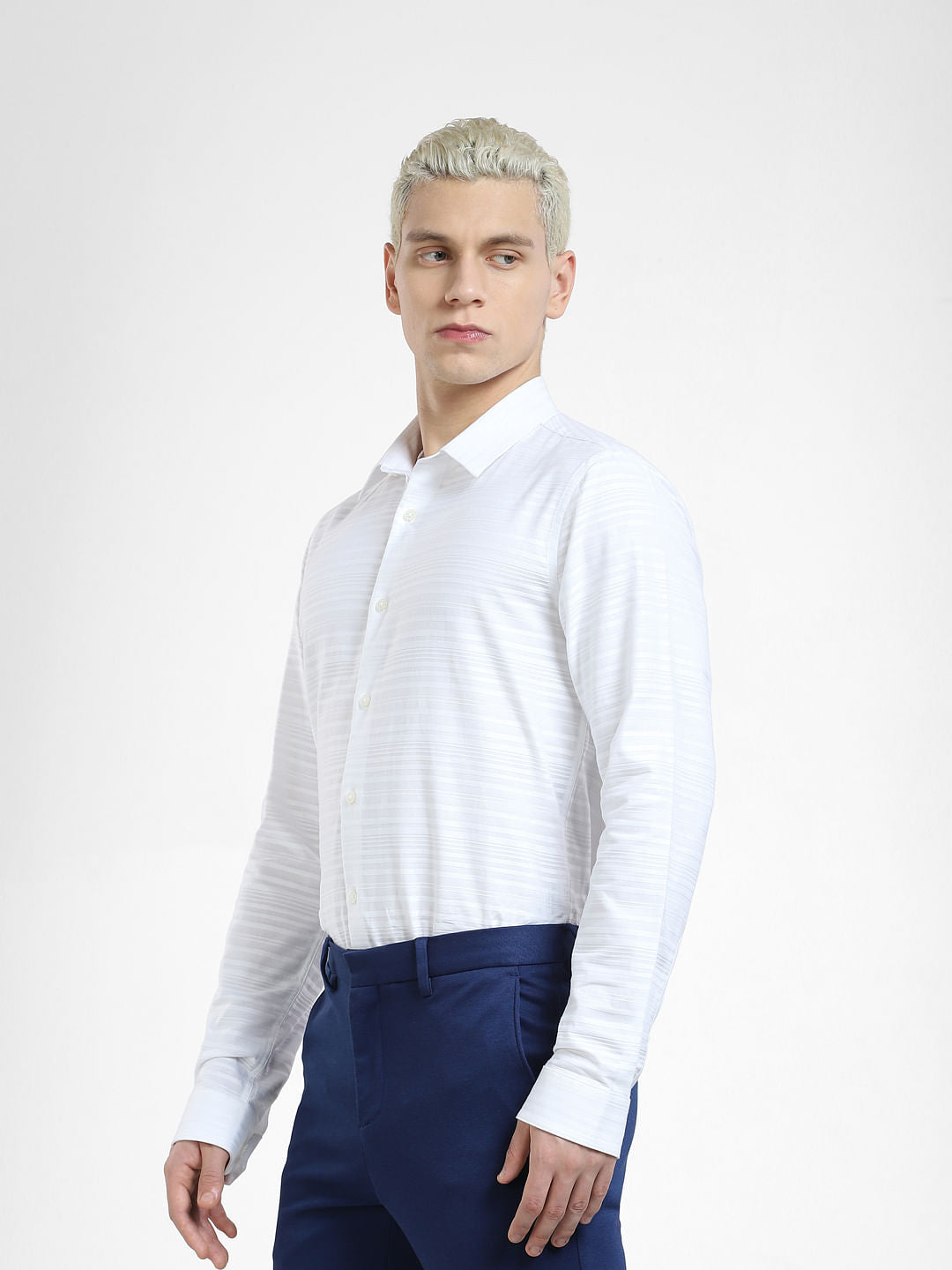 White Striped Full Sleeves Shirt