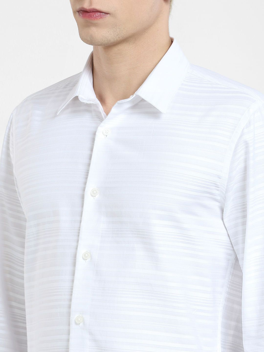 White Striped Full Sleeves Shirt