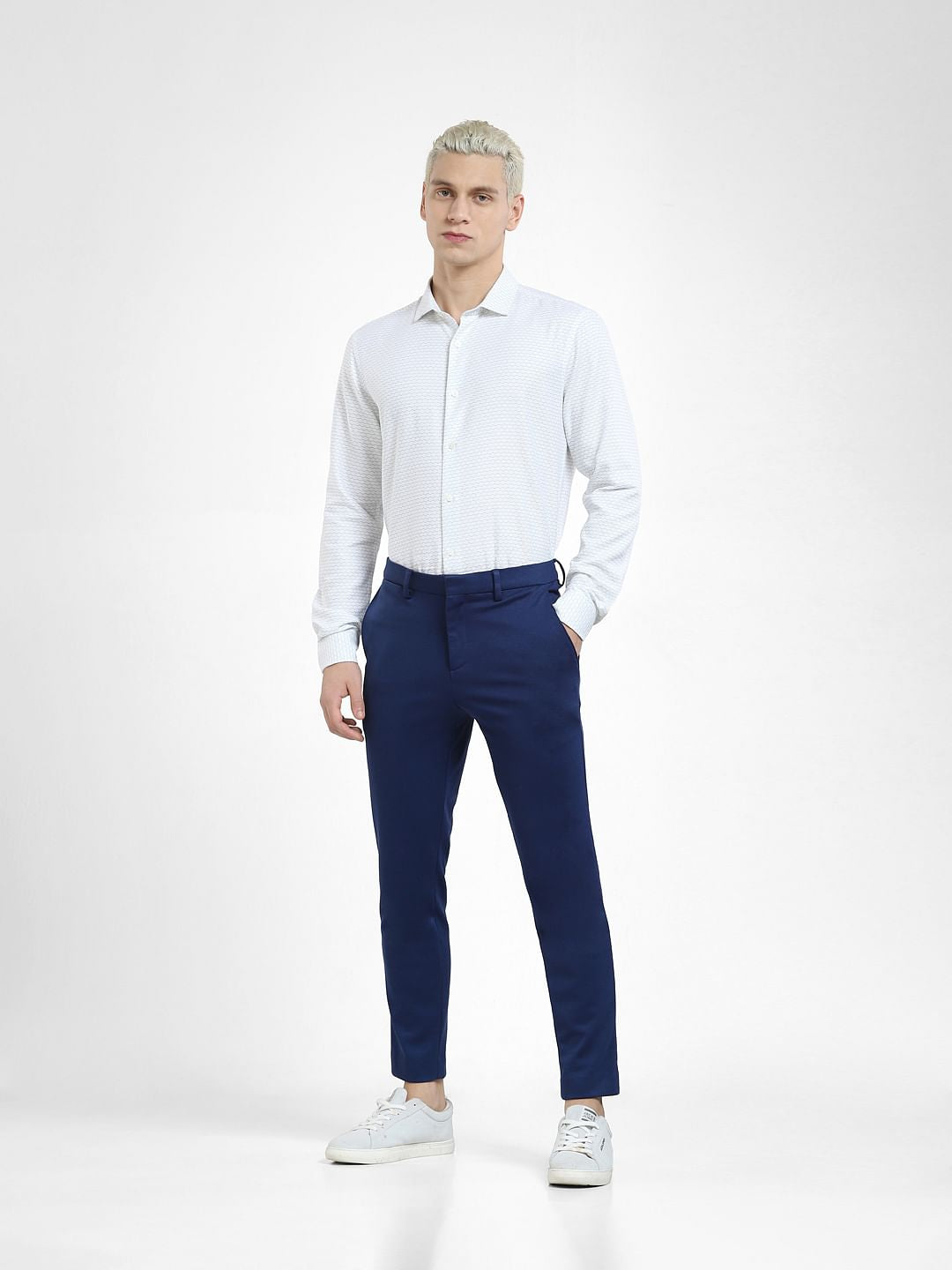 White Printed Full Sleeves Shirt