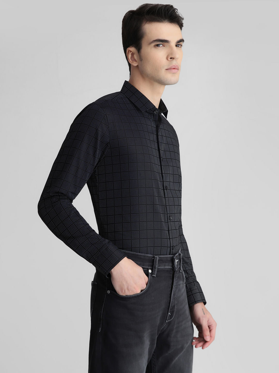 Black Check Full Sleeves Shirt