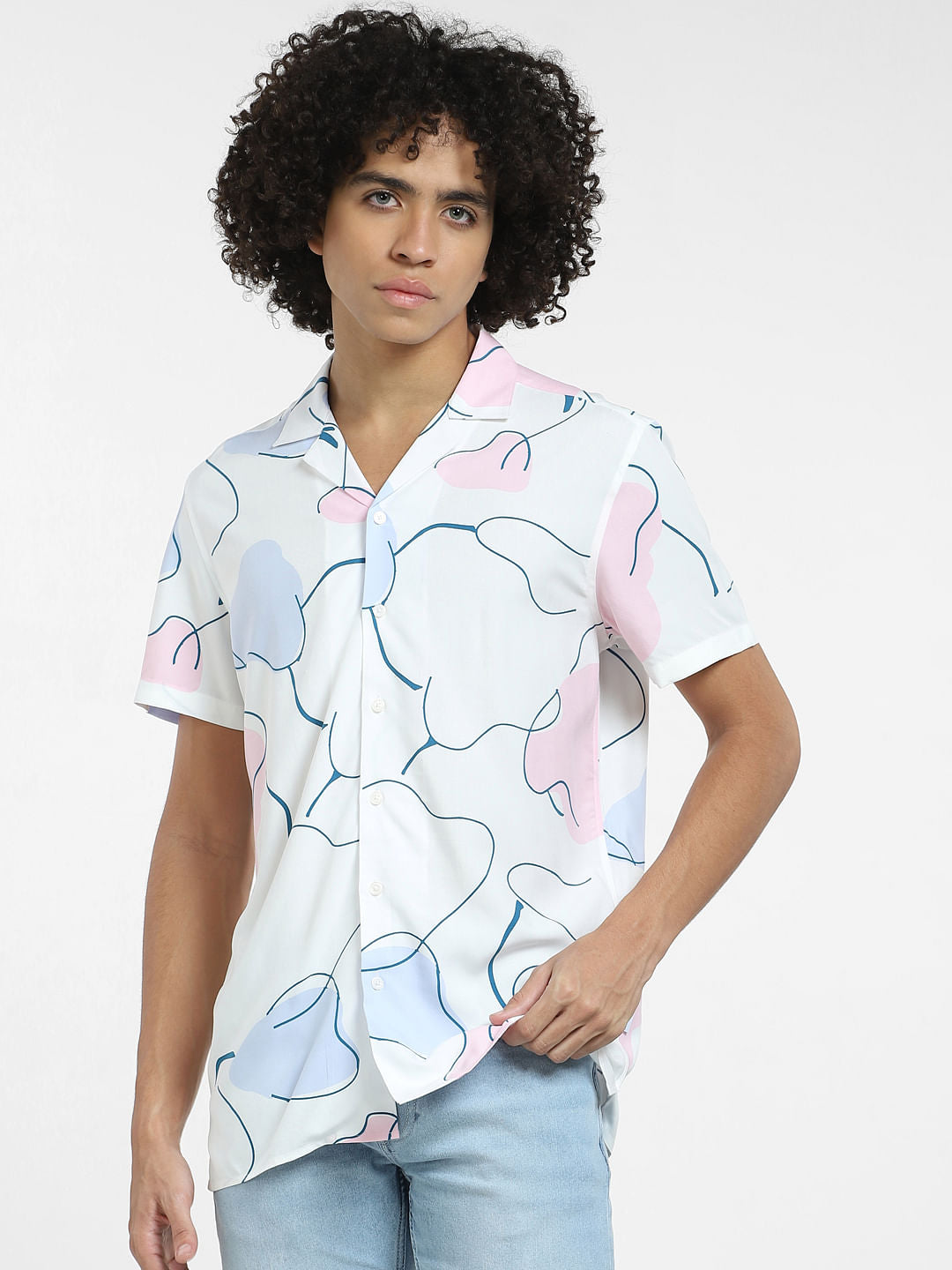 Lilac Printed Short Sleeves Shirt