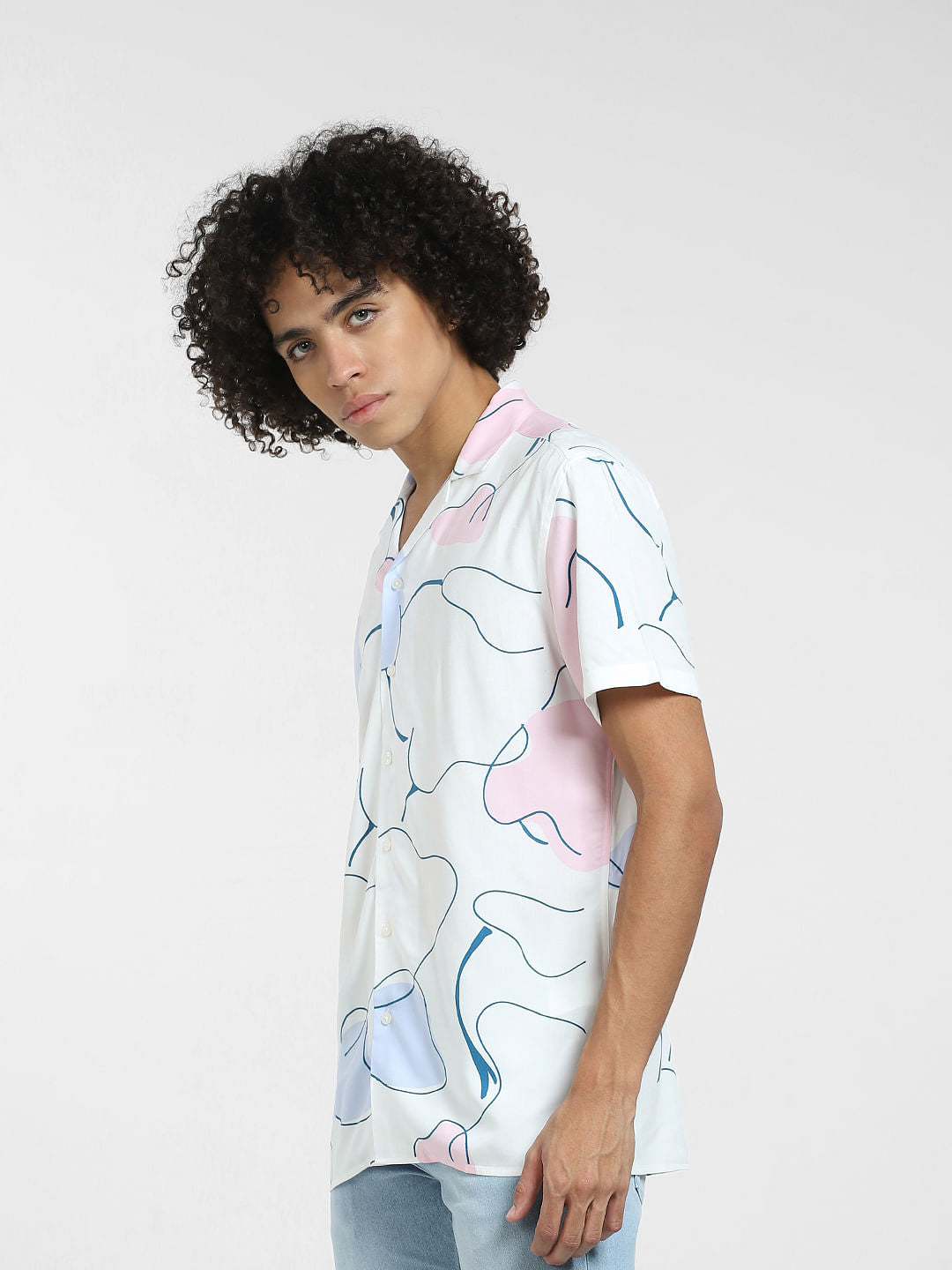 Lilac Printed Short Sleeves Shirt
