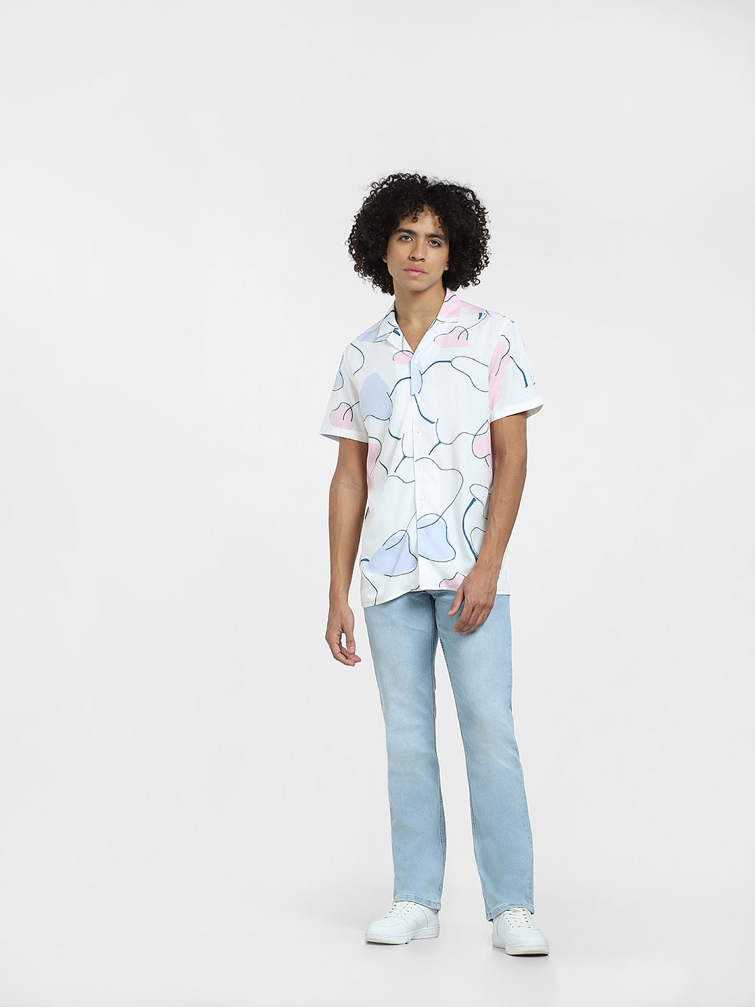 Lilac Printed Short Sleeves Shirt