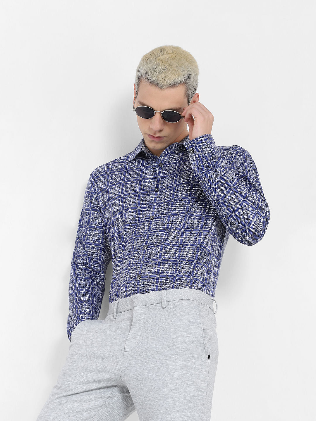 Blue Abstract Print Full Sleeves Shirt