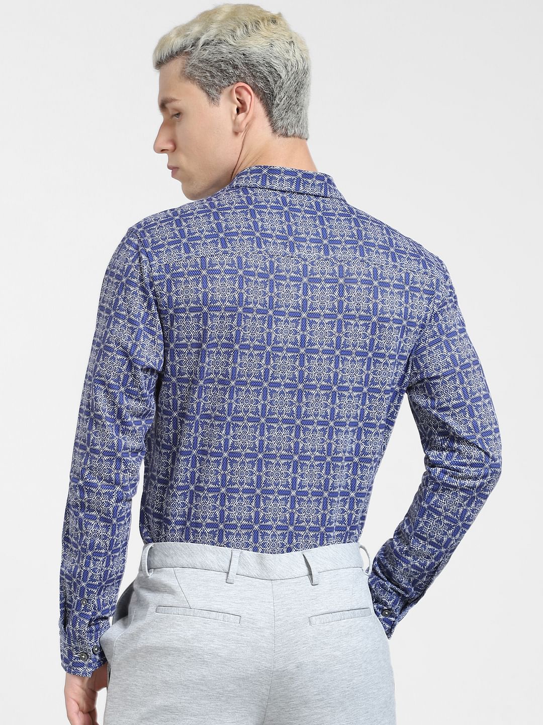 Blue Abstract Print Full Sleeves Shirt