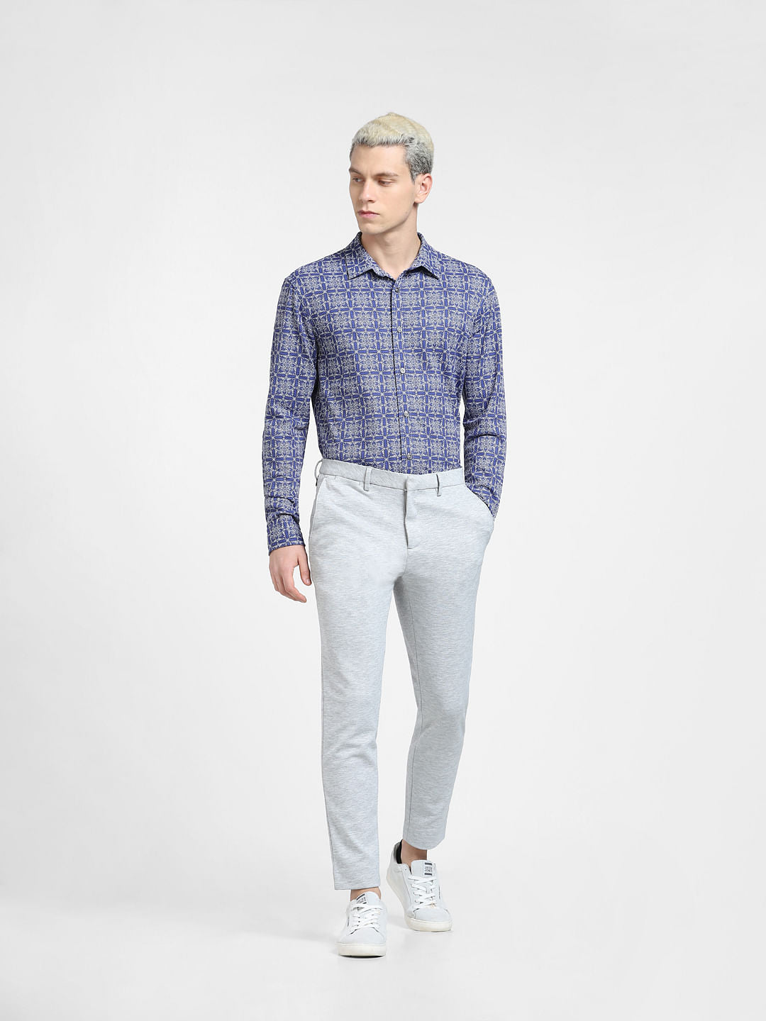 Blue Abstract Print Full Sleeves Shirt