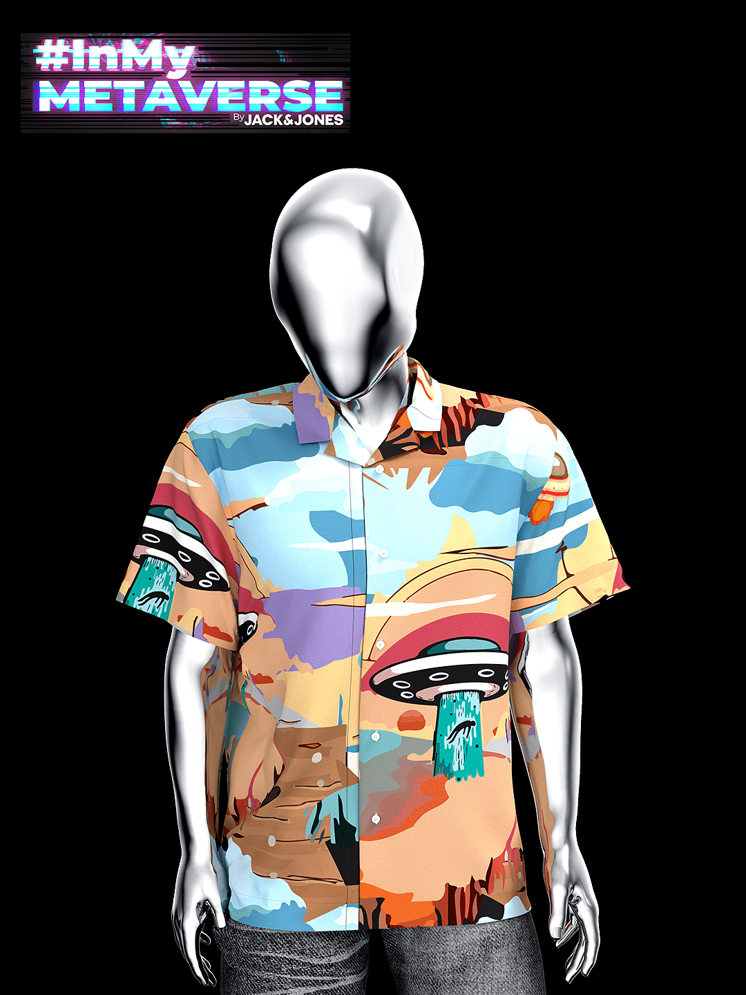 METAVERSE ORANGE GRAPHIC PRINT SHORT SLEEVES SHIRT