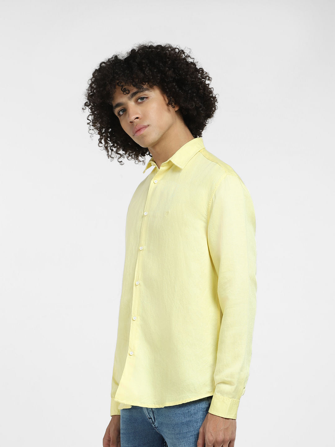 Yellow Linen Full Sleeves Shirt