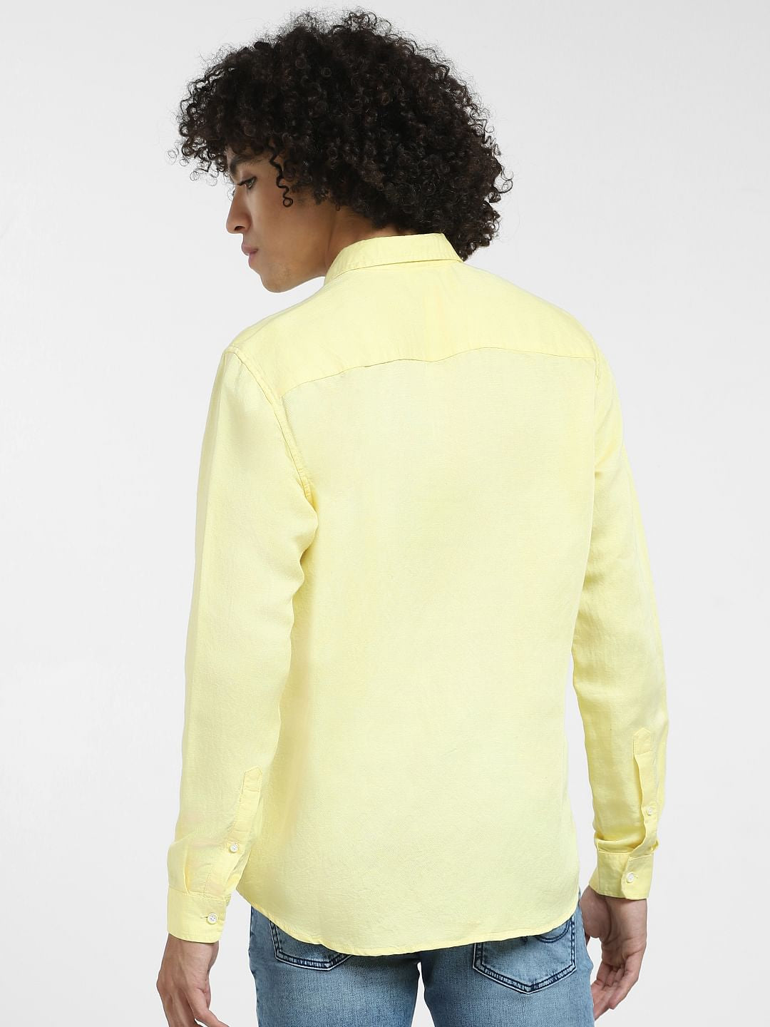 Yellow Linen Full Sleeves Shirt