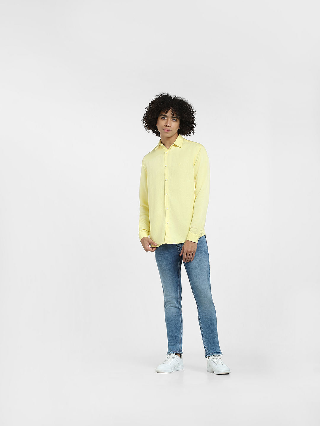 Yellow Linen Full Sleeves Shirt