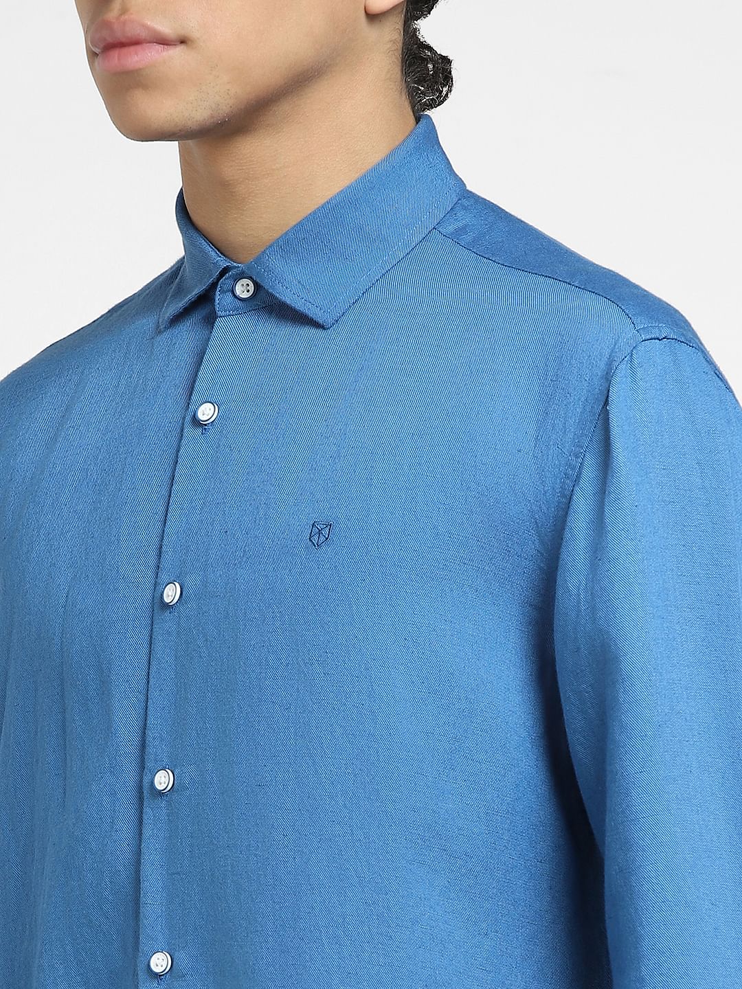 Blue Linen Full Sleeves Shirt